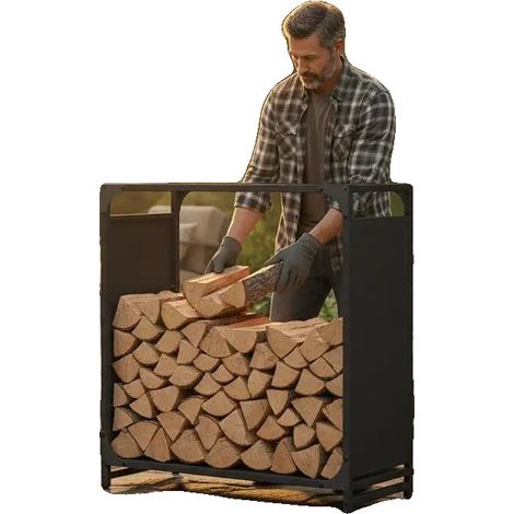 Range à bois, acier durable, circulation d'air optimale, 60 x 28 x 65 cm (1/2)