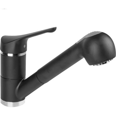Schläfer 5006520 - Rubinetto per Cucina Nero Opaco Triest con Doccetta Estraibile  due Getti, Miscelatore per Lavello con Beccuccio Girevole a 360°, Connettori G 3/8 Pollici,  Ottone