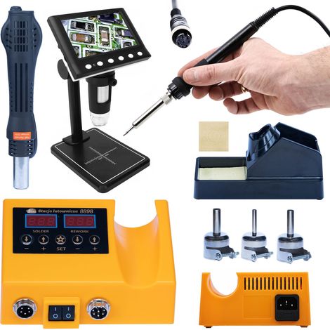 Set Microscopio Digital DM7-B1 4,3'' LCD 50–1000X + Estación Soldador Hot-Air OH660 T12OAO 660W  8 LEDs, MicroSD, USB, PID (1/5)
