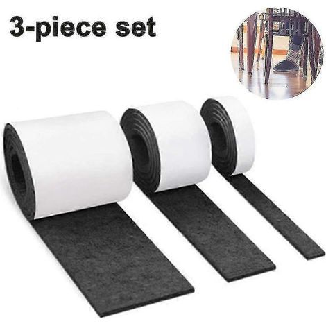 Rouleaux de bandes de feutre autocollantes pour meubles, auto-adhésives, durables, en polyester et adhésif à faire soi-même pour la protection des meubles (Noir) (1/5)