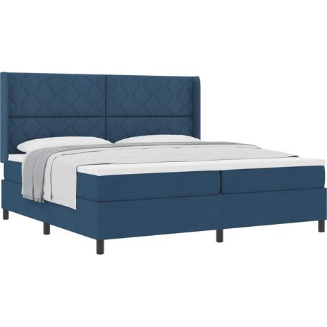 Maison Exclusive - Lit à ressorts avec coussin Bleu 200 x 200 cm tissu (1/5)