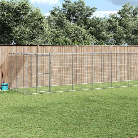 Outdoor-Hundezwinger mit Überdachung Verzinkter Stahl 26,62 m²