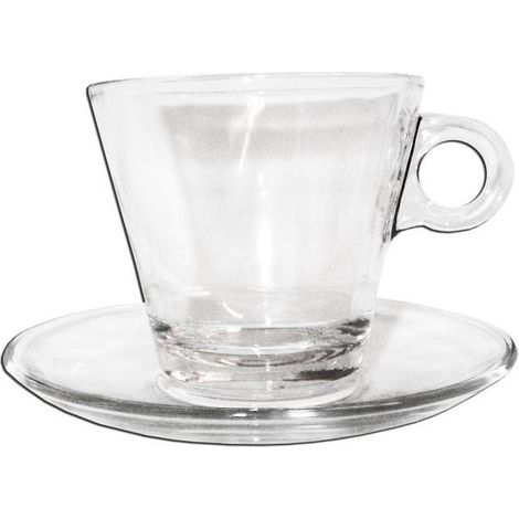 Taza de cristal Finstock Eco Nadia 28cl con plato - Set de 4