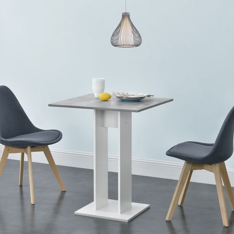 Tavolo Quadrato da Cucina Lindesnes 65 x 65 x 78 cm - Effetto Cemento / Bianco [en.casa] (1/5)