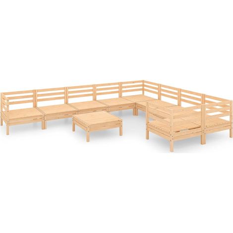 Maison Exclusive - 10-tlg. Garten-Lounge-Set Massivholz Kiefer (1/5)