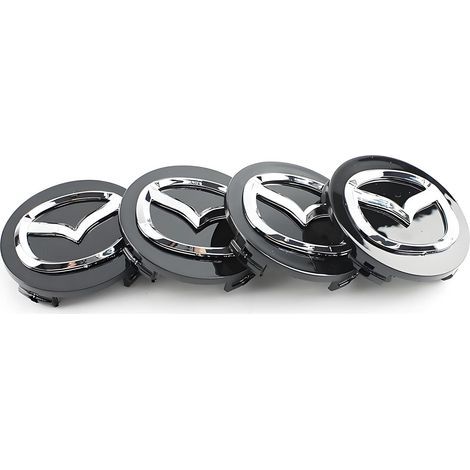 Lot de 4 cache-moyeux pour Mazda 60 mm - Accessoires de voiture - Noir (1/5)