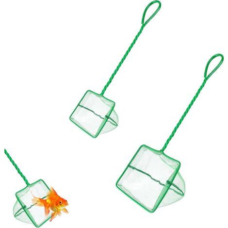 3-teiliges Aquarium-Kescher-Set, feinmaschiges Nylon, grün, für Fische, Garnelen und Teiche, 2 Größen (1/5)