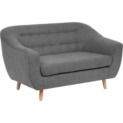 Canapé 2 Places Design "Rétro" 150cm Gris (1/3)