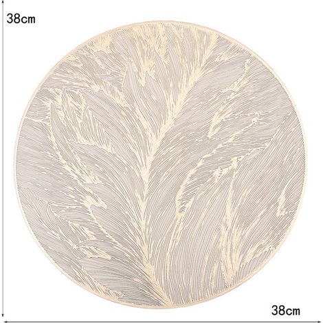 Ensemble de 3 sets de table - dessous de verre - Tapis isolant pour restaurant - Rond - PVC - Motif créatif - Décoration de table - Argent, Or, Or rose (1/5)