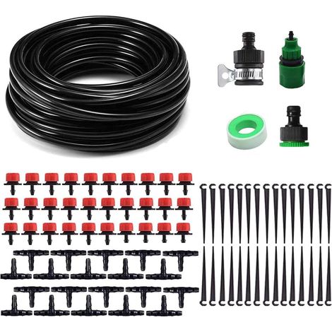 Kit d'irrigation Goutte - 25m Micro Irrigation Goutte à Goutte Réglable de Jardin DIY Système d’arrosage Automatique pour Jardin, Pelouse, Plante, Paysage, Potager, Serre (1/5)