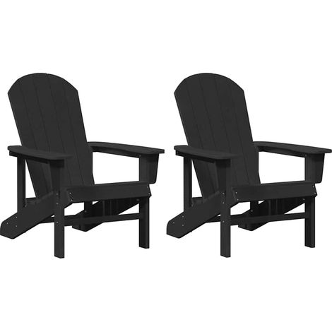Chaise de jardin 2 lot de 2 Chaises d'extérieur Noir 82 x 74 x 92 cm Polyéthylène (1/5)
