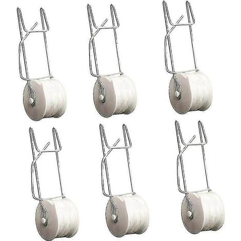 Crochets de support pour tomates Yaju, crochets à roulettes pour treillis avec 15 m de ficelle pour plants de tomates en serre (6 pièces, blanc) (1/4)