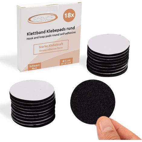 18x Klett Klebepads rund Schwarz Klettband selbstklebend, Klettverschluss