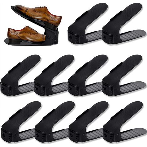 30 Support à Chaussures, Organiseur de Chaussures, Rangement Chaussure avec Fonction Antidérapante, En polypropylène - Réglable - Peu Encombrant - Antidérapant - Noir (1/5)