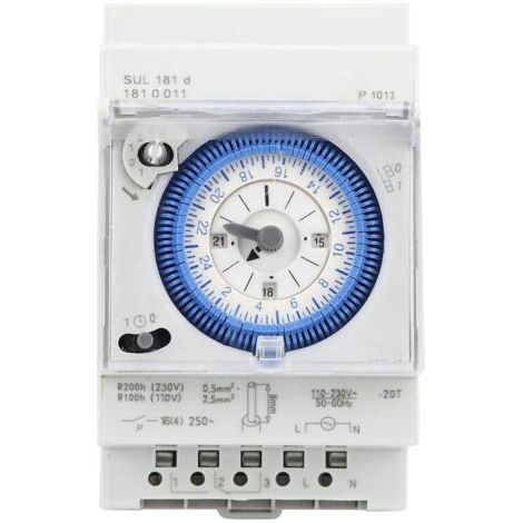 Minuterie analogique avec moteur synchrone et programme journalier, minuterie, 12VAC/DC，16A (1/5)