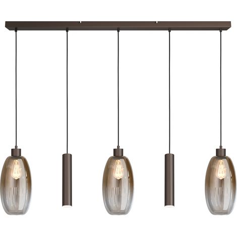 Lampe suspendue en verre Olive 3x Ø 18,5cm - 2x pendentif de course - cacao - 2431-15-130-5RC20218 (1/2)