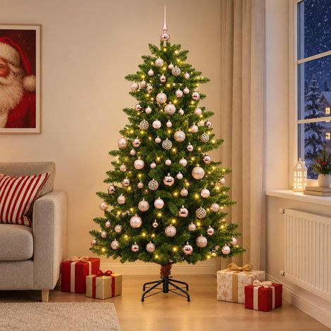 vidaXL Artificial Christmas Tree with Bauble 210 cm 300 LEDs (1/5)