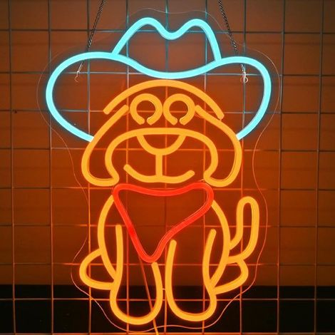 Panneau néon LED Western Cowboy Dog, à intensité variable, idéal pour les animaleries, les maisons, les décorations de fête et les amoureux des chiens (1/5)