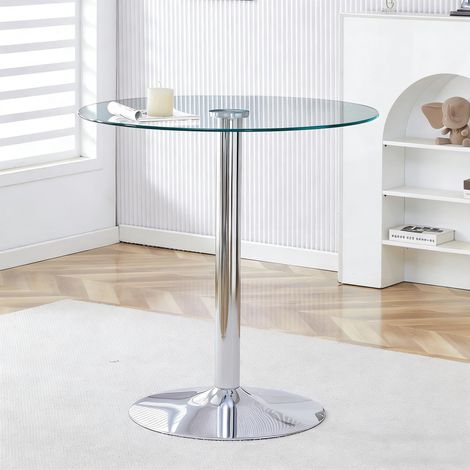 Moderner minimalistischer Glasbalkentisch: Mit einem Durchmesser von 89 cm und einer Höhe von 92 cm ist er die Wahl für eine leichte Luxusstruktur. (1/5)