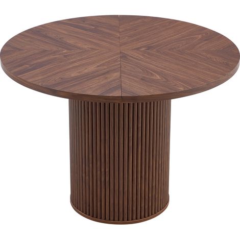 Tavolo da pranzo rotondo in MDF 100 cm effetto noce per 4-6 persone (1/5)