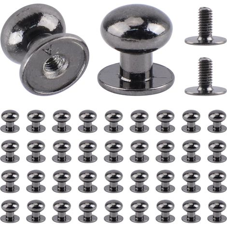 Confezione da 36 mini maniglie rotonde in metallo per cassetti, ideali per portagioie e altri piccoli mobili, colore nero. (1/5)