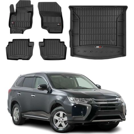 OMAC Kit Tapis de Sol et Coffre Compatible avec Mitsubishi Outlander 2014-2022 TPE Noir