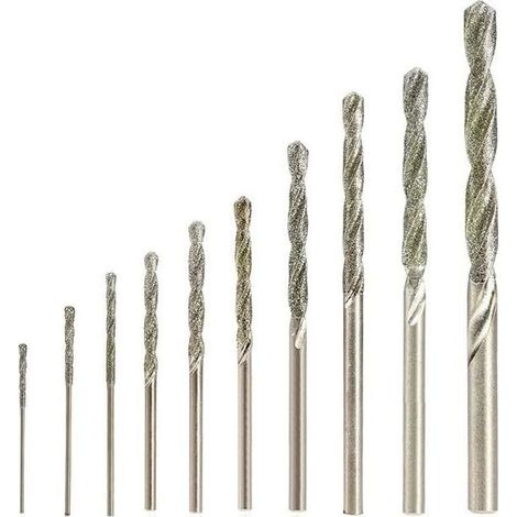 10pcs Diamant Foret Hélicodal 0.8/1.0/1.2/1.5/1.8/2.0/2.5/3.0/3.5/4.0mm pour Jade Verre Perle Coquillages Adaptés pour Banc Perceuse Moulin Suspendu (1/5)