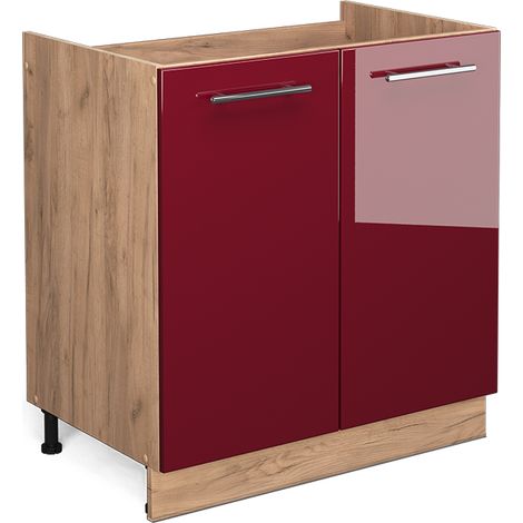 Spülenunterschrank Fame-Line, Bordeaux Hochglanz, 80 cm ohne Arbeitsplatte, Vicco