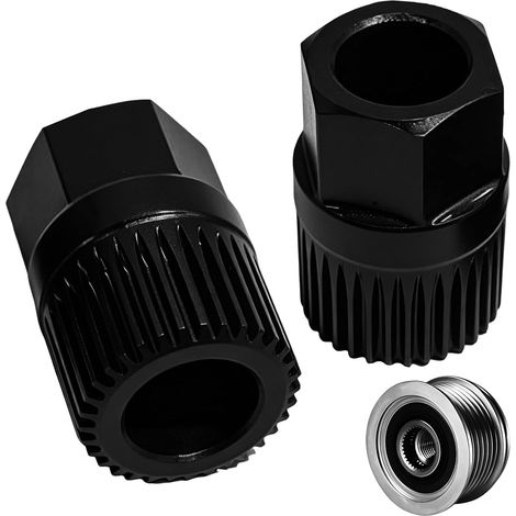 Lot de 2 outils de retrait de poulie d'alternateur, outil de retrait de poulie de générateur 33 dents, douille d'embrayage d'alternateur pour enlever et remplacer la poulie, compatible avec A3 (1/5)
