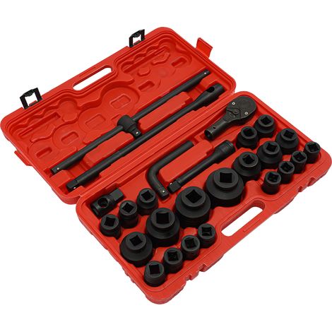 Coffret de douilles et accessoires 26 pièces 3/4" & 1" - coffret outils - douilles et cliquets (1/5)