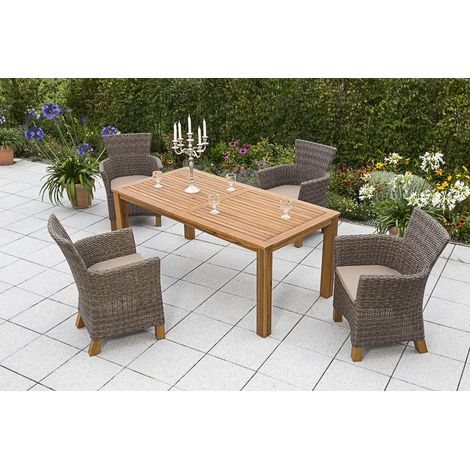 Toskana Set 9tlg 4 Sessel Auflagen Tisch 185x90cm