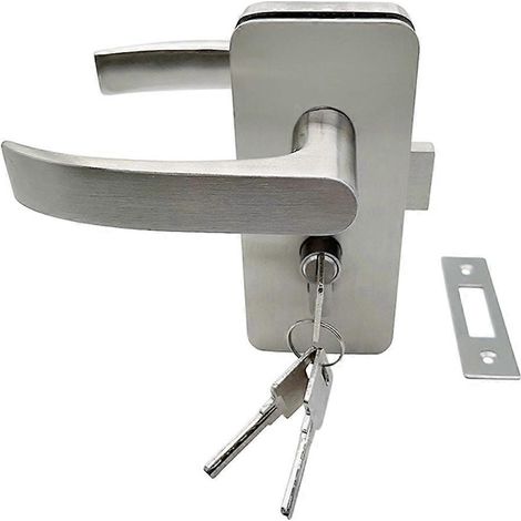 Serrure à double poignée pour portes vitrées sans cadre installation facile ouverture à gauche (1/5)
