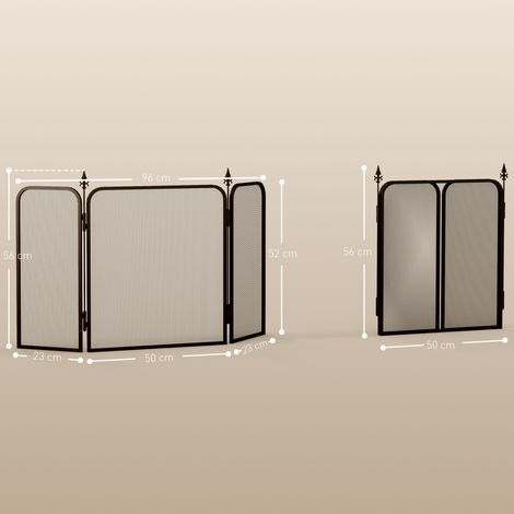 Pare-feu pour cheminée, pliable, en métal, 96 x 1,3 x 56 cm, noir (1/5)