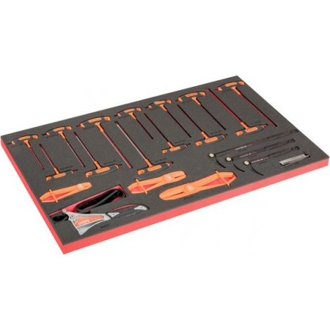 BAHCO - Module pr servante 40", clés mâles 6 pans en T/pieds biche/jauge d'épaisseur-21p