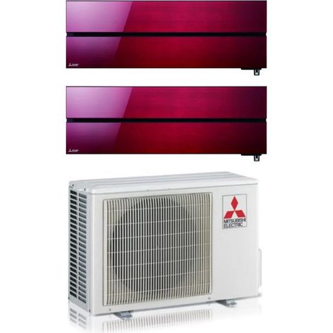 Mitsubishi Electric Dual Split Inverter-Klimagerät Serie Kirigamine Style MSZ-LN 9+9 mit MXZ-2F33VF Ruby Red R-32 Wi-Fi Integrated Colour Red 9000+9000