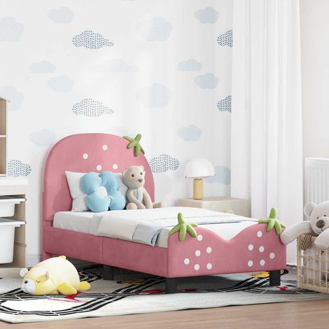 vidaXL Cadre de lit pour tout-petit avec tête de lit Rose 70 x 140 cm
