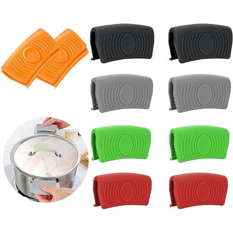 5 paia di presine in silicone resistenti al calore con protezione antiscottatura per la cucina. Manici in silicone isolanti e antiscivolo per cottura e colata. (1/5)