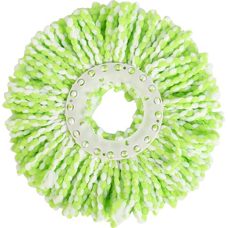 Tête de Serpillière Microfibre Rotative 360° - Recharge Magique pour Nettoyage (Vert/Blanc) (1/5)