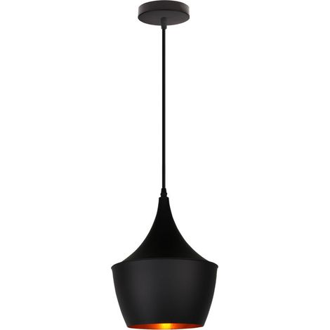 – Suspension luminaire industrielle en métal noir – Abat-jour 22cm – Douille E27 – Câble ajustable 100cm – Pour cafés et restaurants (1/5)