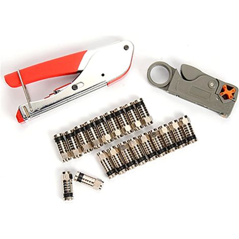 Pince à dénuder Câble câble coaxial Stripper RG6 / RG59 Compression f connecteur outil de sertissage pince de sertissage en pince AMH143(Zwart) (1/5)