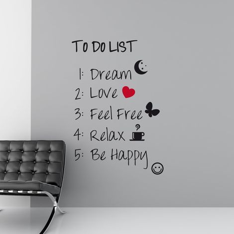 Wall Sticker XL Rules 150 x 95 cm Sticker mural avec règles de vie en vinyle transparent amovible, parfait pour les murs lisses de chambres et les espaces créatifs (1/5)