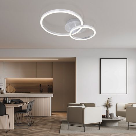 Plafonnier design plafonnier lampe de salon lampe ronde lumière intérieure chambre à coucher, aspect cercle blanc opale, 1x LED 18 watts blanc chaud, L 41,3 cm