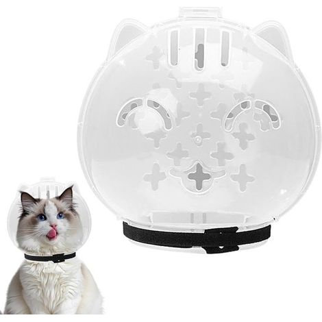 Casque pour chat transparent et respirant - avec muselière ajustable pour faciliter le bain (1/5)
