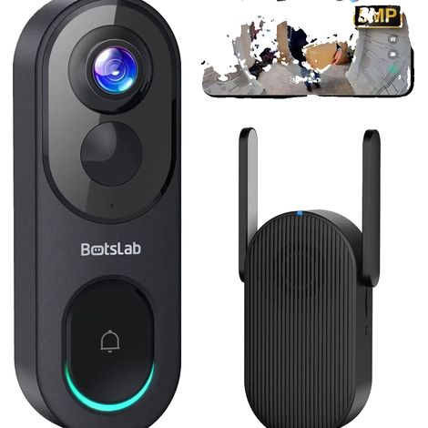 Videoportero, vista panorámica de 180°, detección de movimiento por IA, timbre R810 (1/2)