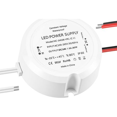 Transformateur 220V 24V 1.5A, Transformateur LED 36W Étanche IP66, Transformateurs Convertissant le Courant Alternatif en Courant Continu 24V, LED Driver Ultra-Compact et Silencieux (1/5)