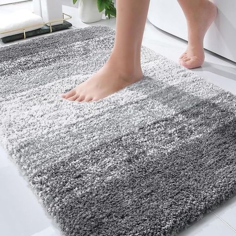Tappetino da bagno - Tappetino da bagno in microfibra ultra morbida e assorbente - Retro in gomma antiscivolo - Asciugatura rapida e lavabile - Per bagno e doccia - Grigio - 30 x 40 cm - 1 pezzo (1/5)