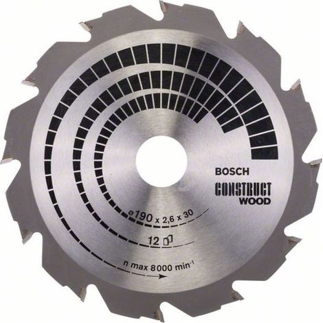 Bosch PRO Construct Wood Kreissägeblatt, 190 x 2,6 x 30 mm, T12