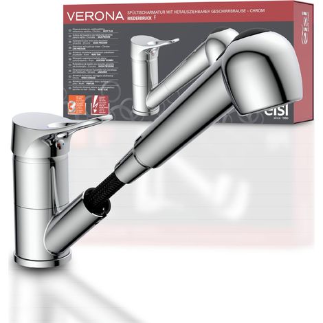 EISL NI183VECR-LP Verona - Miscelatore da cucina con doccetta a bassa pressione, cromato (1/5)