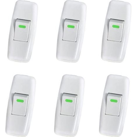 Interrupteur Lampe, Interrupteur Torpedo, Ligne Cordon Interrupteur, Interrupteur Lampe de Chevet, Interrupteur à Bascule en Ligne pour Lampe de Table de Chevet Remplacement du Bouton Marche, 6 Pack (1/5)