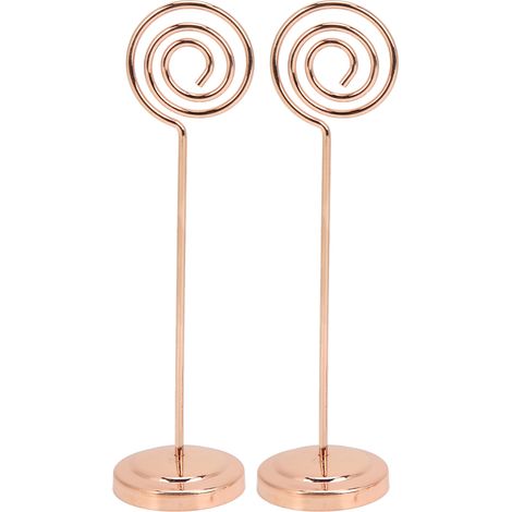 2-teiliger Tischnummernhalter aus Metall, stabiles, halbkreisförmiges Design, roségoldene Galvanisierung für Fotos